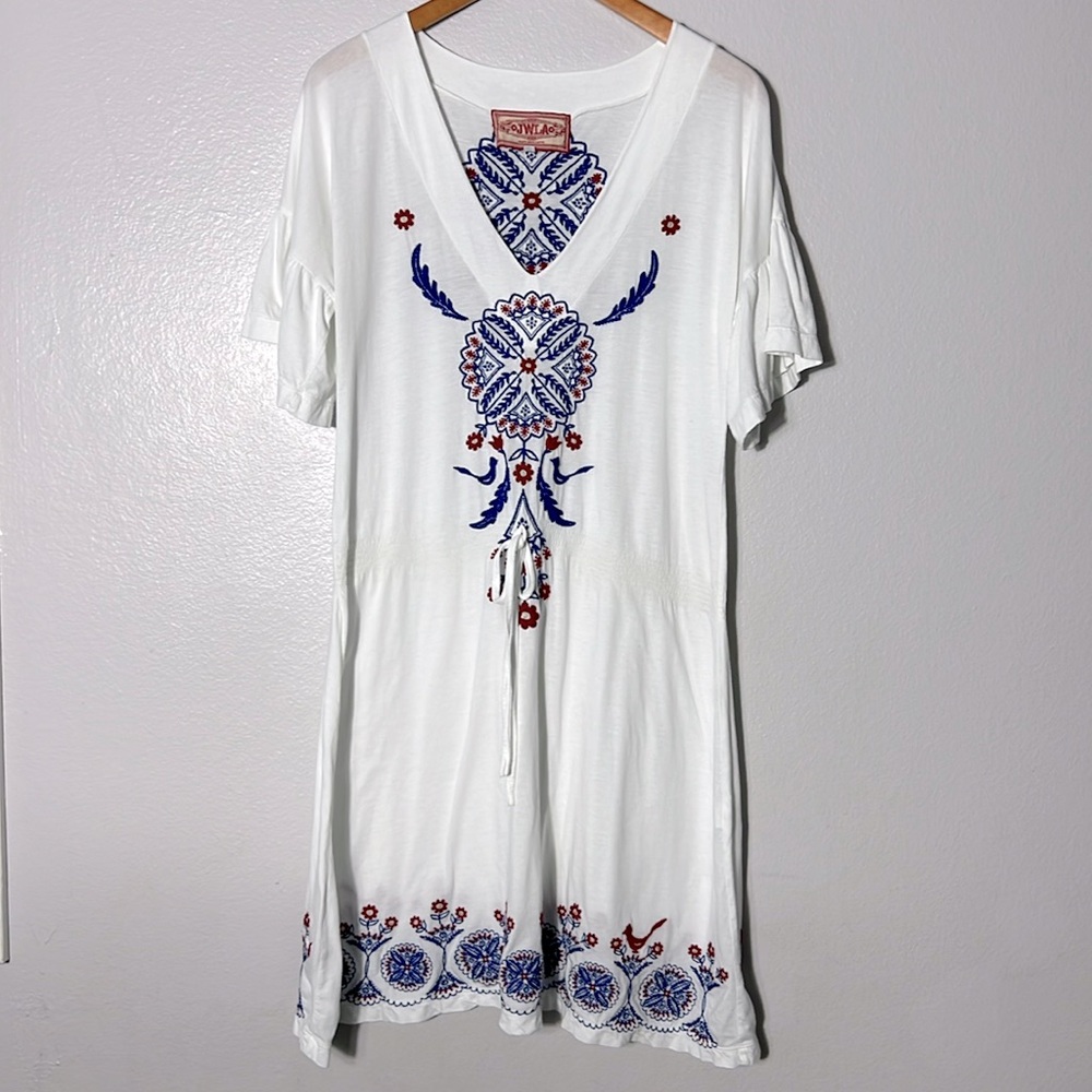 JWLA Johnny Was White Embroidered Dress Sz M